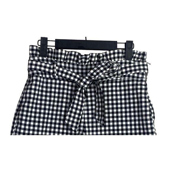 ZARA Paperbag Checker Tie Shorts Hi Waist Ruffles Side Zip Pockets S Black White - Picture 4 of 15